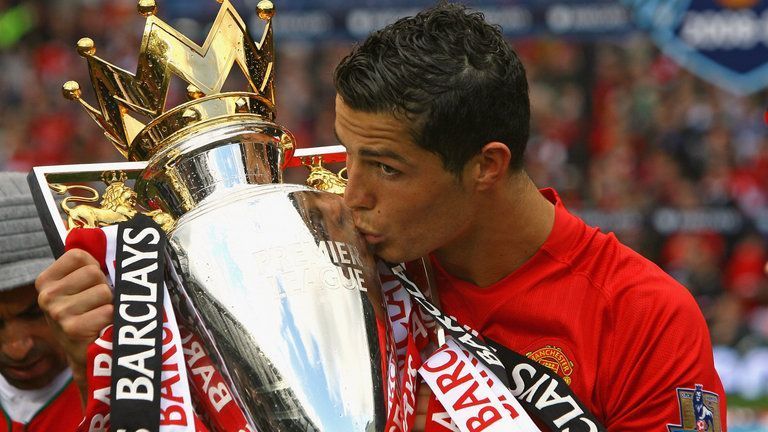 Ronaldo with the Premier League Trophy