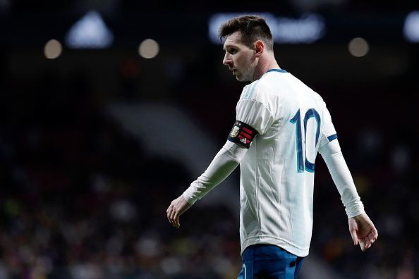 Lionel Messi in Argentine colours