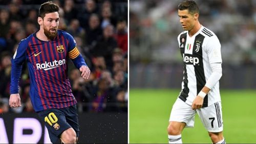 Where do Cristiano Ronaldo and Lionel Messi rank among the top goalscorers from Europe's top five leagues?