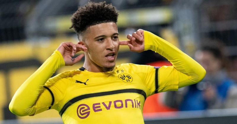 Jadon Sancho celebrating his goal