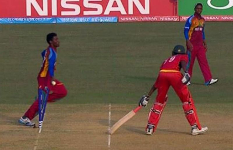 West Indies&#039; Keemo Paul was roundly criticised for mankading a Zimbabwean batsman when his team was in danger of losing an under-19 World Cup game in 2016 (image courtesy: cricket.com.au)