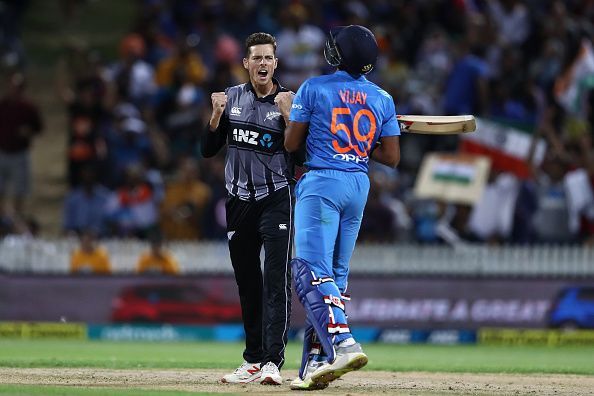 Santner celebrates a wicket