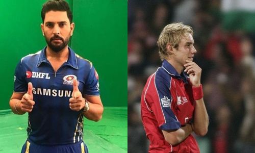 Yuvraj Singh and Stuart Broad