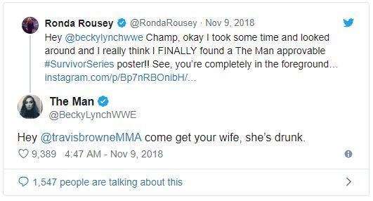 Just one among many instances of Becky destroying Ronda on Twitter