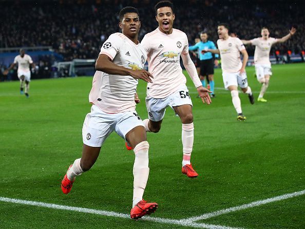 Marcus Rashford after scoring the crucial penalty against Paris Saint-Germain