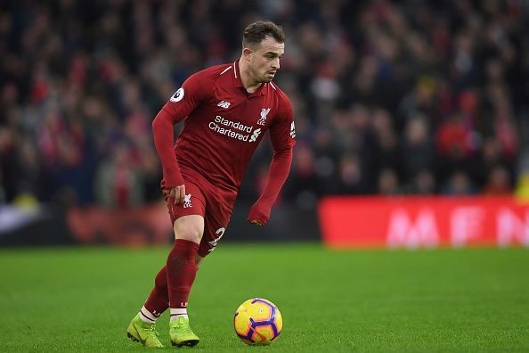 Xherdan Shaqiri in action for Liverpool.