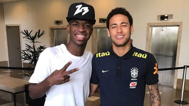 Neymar with Vinicius Junior Neymar posing with the 2013 FIFA Confederations Cup