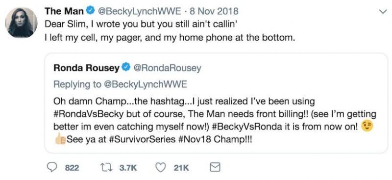 Just one of many Twitter jibes Becky has thrown at Ronda