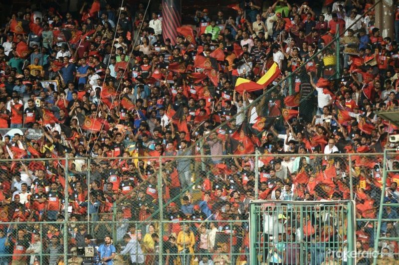 Fans at the Chinnaswamy stadium