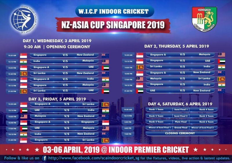 2019 New Zealand-Asia Cup Fixtures Schedule