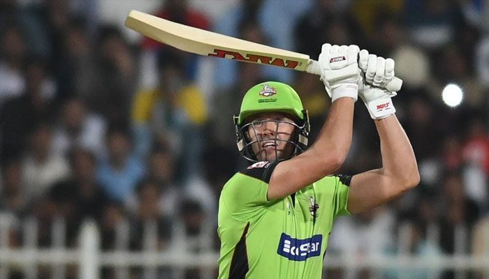Playing for the Lahore Qalandars at the 2019 PSL, AB showed the world he&#039;s got plenty left in him. Here, he plays a trademark lofted shot over extra cover