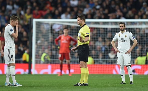 Real Madrid players in disbelief after crashing out of the Champions League to Ajax.