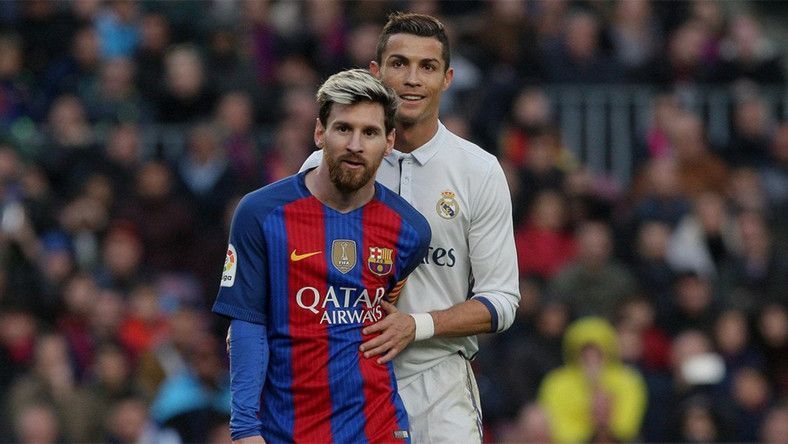 Cristiano Ronaldo and Lionel Messi pose before El Clasico