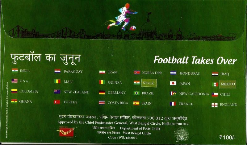 SPECIAL COVER RELEASED IN KOLKATA ON 2017 U-17 FIFA WORLD CUP SLOGAN FOOTBALL TAKES OVER