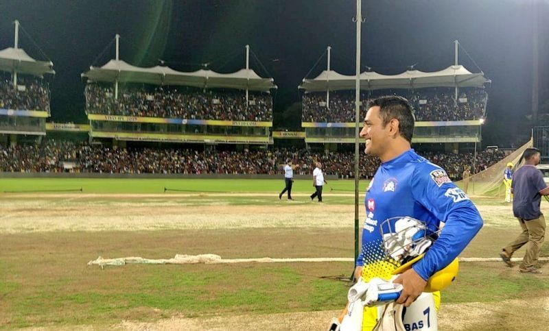 MS Dhoni during a practice session at Chepauk.