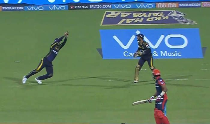 Nitish Rana takes a sharp catch fielding at first slip