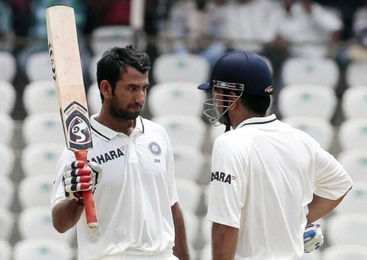 Image result for cheteshwar pujara and ms dhoni