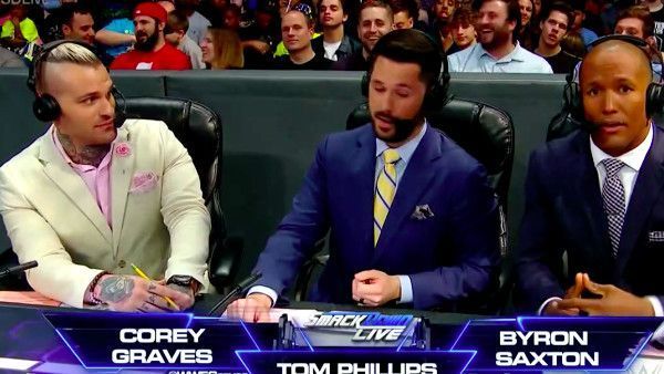 Corey Graves, Tom Philips and Byron Saxton.