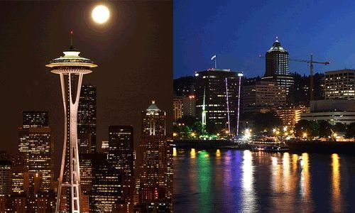 Seattle, Washington and Portland, Oregon