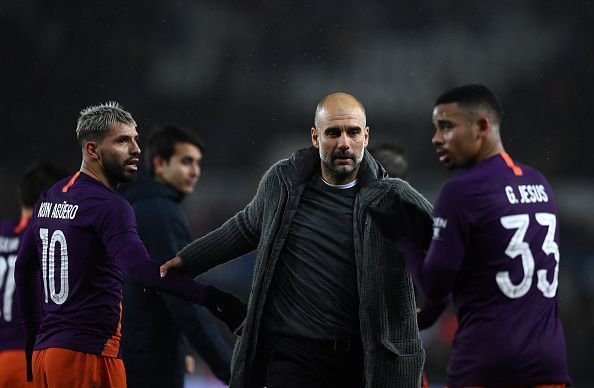 Pep Guardiola at the Swansea City v Manchester City - FA Cup Quarter Final