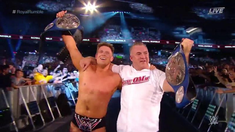 The Miz and Shane McMahon celebrate their victory at Royal Rumble