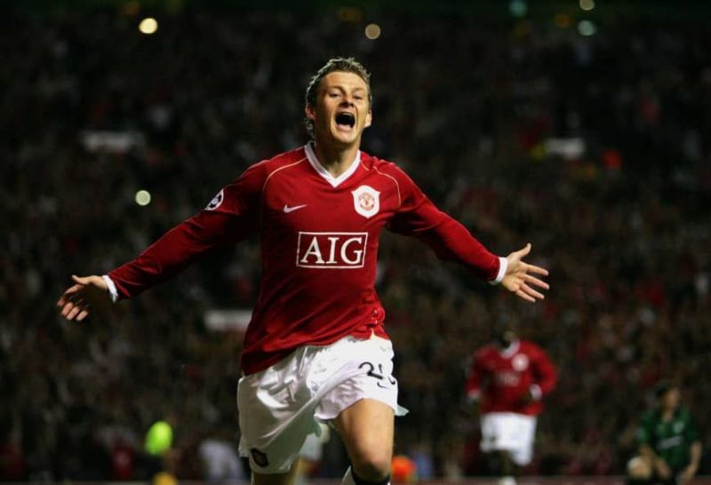 Ole Gunnar Solskjaer playing for Manchester United