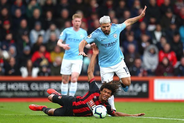 Ake&#039;s display typified in this photo - putting his body on the line to deny Aguero and more on many occasions