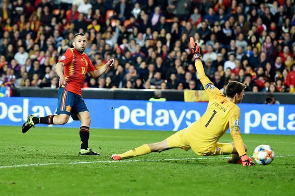 Jordi Alba in action vs Norway in their UEFA EURO 2020 qualifier