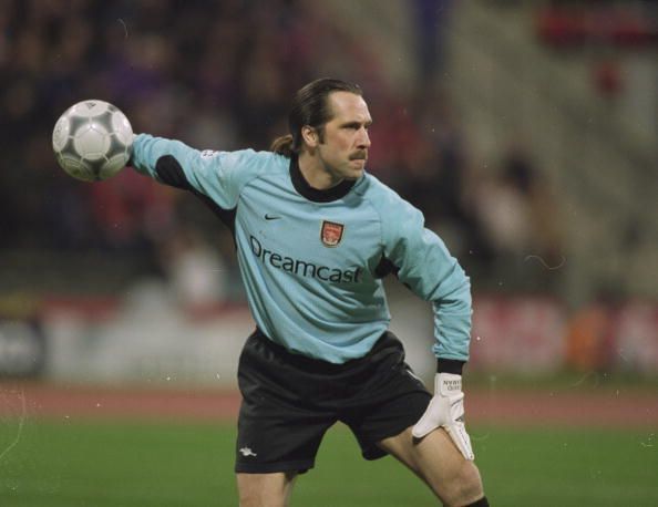 David Seaman of Arsenal in action