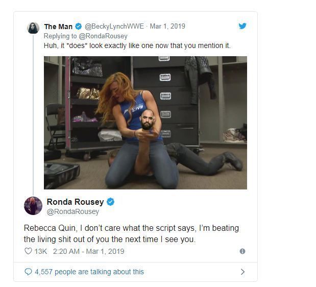 Ronda threatened to go off script in their recent exchange on twitter