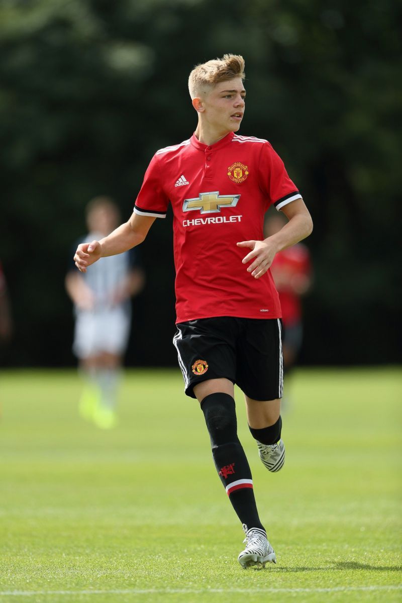 Brandon Williams in action away to Leicester City in a friendly U-18 match