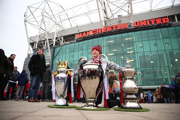 Three out of the many trophies won by Manchester United