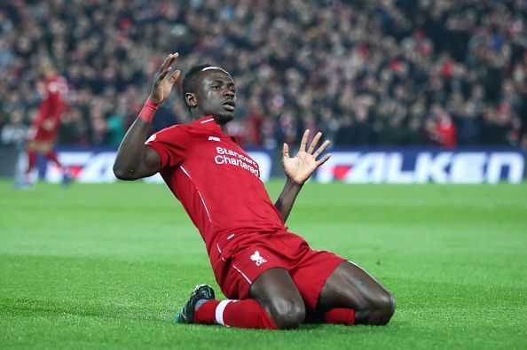 Sadio Mane celebrating a goal against Watford.