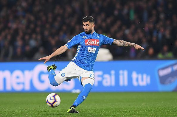 Elseid Hysaj in action against Juventus in Serie A