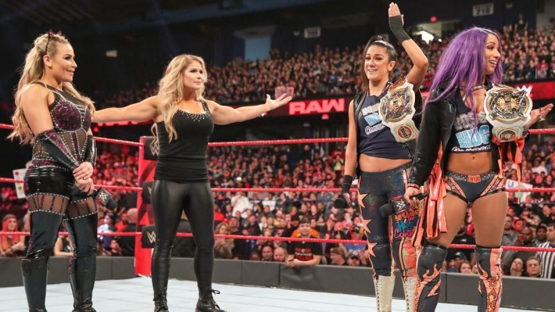 Beth Pheonix, Natalya, Bayley and Sasha Banks on RAW this week