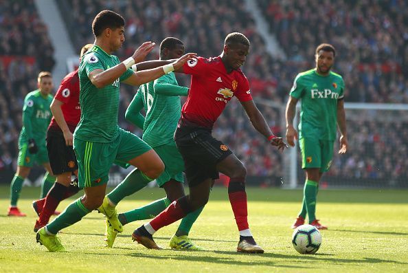 Manchester United&#039;s Paul Pogba struggled in midfield against Watford