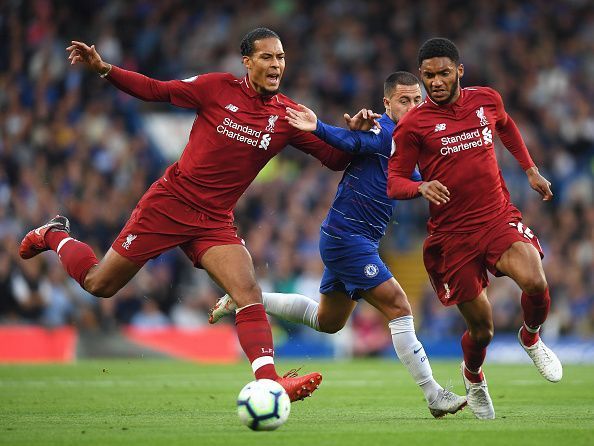 Virgil van Dijk, Eden Hazard, and Joe Gomez