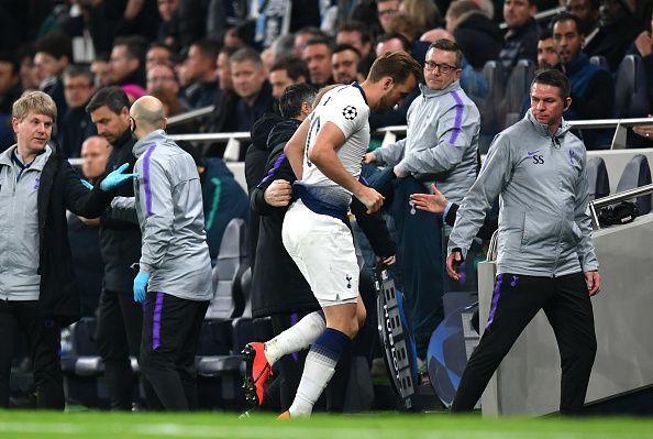 Kane hobbled off the field after a clash with Fabian Delph
