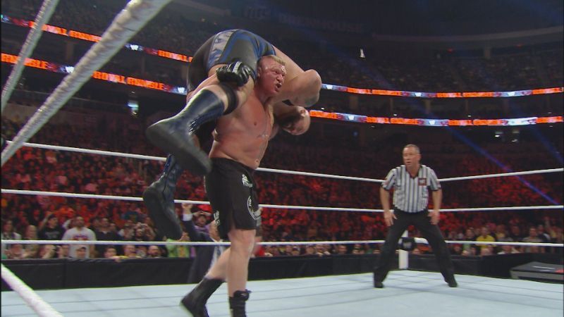 Lesnar demolished the largest athlete with a series of chair shots at the 2014 Royal Rumble.