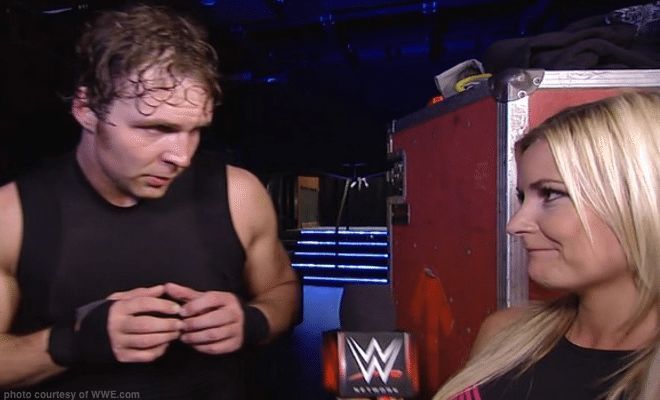 Young interviewing Ambrose backstage