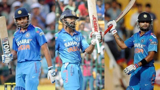 Rohit Sharma, Shikhar Dhawan and Virat Kohli