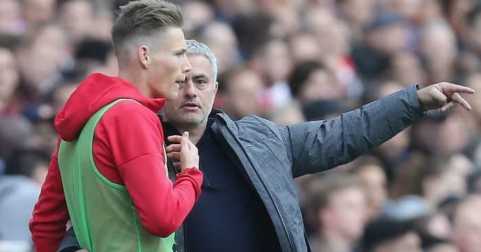 Scott McTominay with Jose Mourinho- Premier League