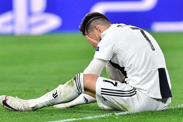 Cristiano Ronaldo in disbelief after Dutch club Ajax eliminated Juventus out of the UEFA Champions League