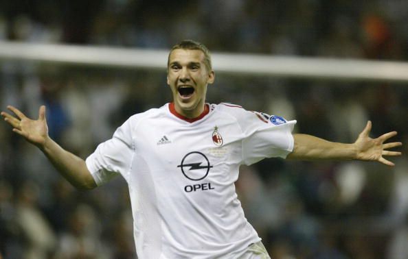 Andriy Shevchenko of AC Milan celebrates AC Milan 2002-03 UEFA Champion League Champions