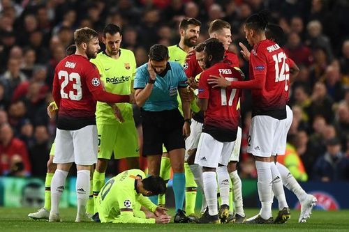 The 31-year-old also suffered an injury during the game after Smalling's hand hit him on the faceÂ 