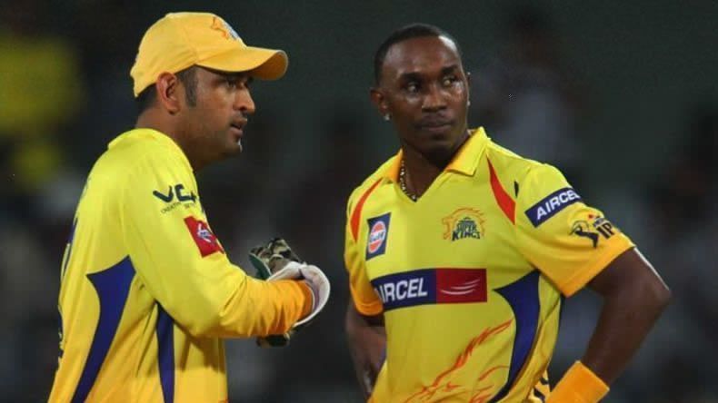 MS Dhoni and Dwayne Bravo