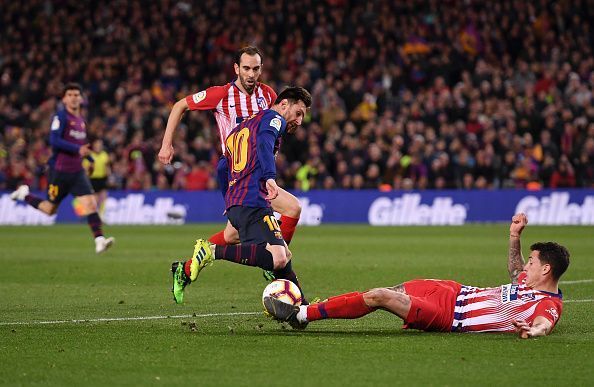 Messi scored his quintessential solo goal and this time it was Godin and Gimenez who were floored by the Argentine.