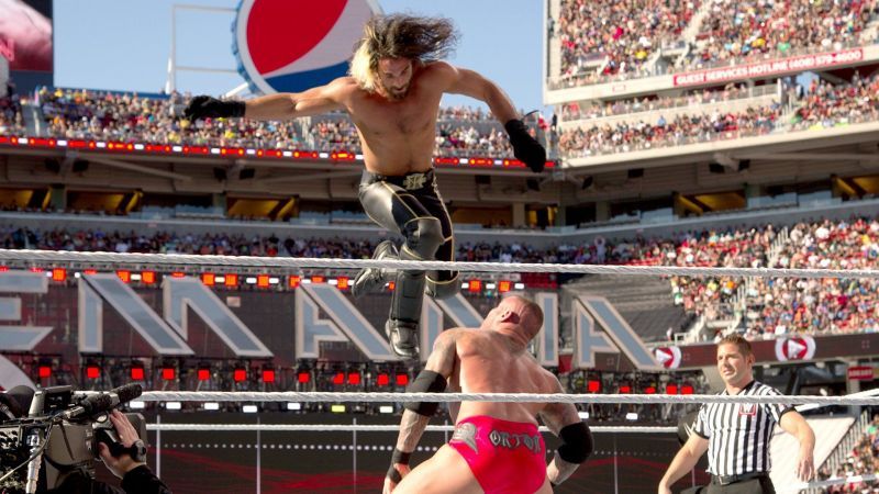 Image result for randy orton vs seth rollins wrestlemania 31