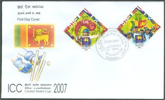 Sri Lanka stamps on 2007 Cricket World Cup.