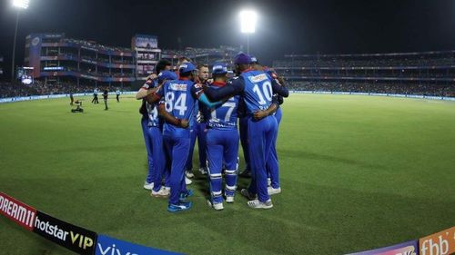 The Delhi Capitals in action at the Feroz Shah Kotla (picture courtesy: BCCI/iplt20.com)